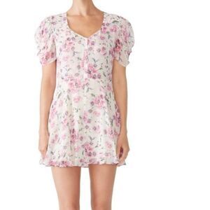 LoveShackFancy floral mini pink dress cara sz